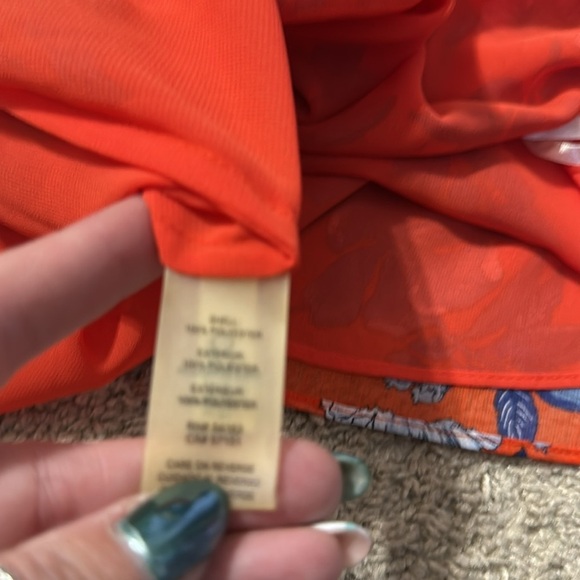 Tommy Hilfiger Floral Print Ruffle Trim Top Grenadine Large NWT - Picture 6 of 6